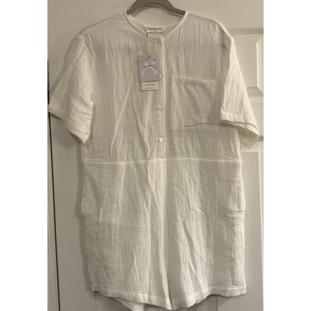 Commense Romper NWT Sz SMALL White Gauze Jumpsuit Boho Lightweight Cool Festival